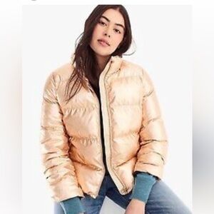 J Crew Women's Metallic Rod Gold/Gold Puffer Jacket